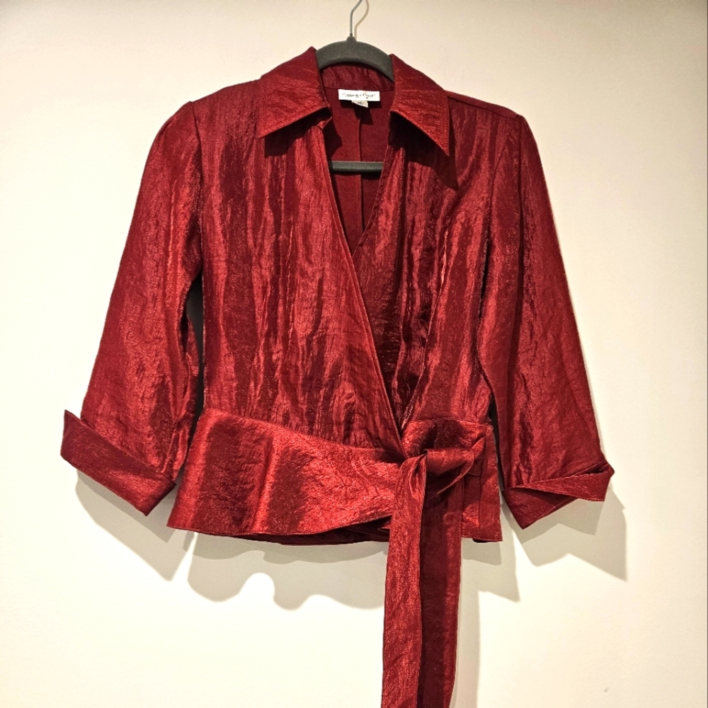 Coldwater Creek V-neck Wrap Blouse, Size XS, Orange